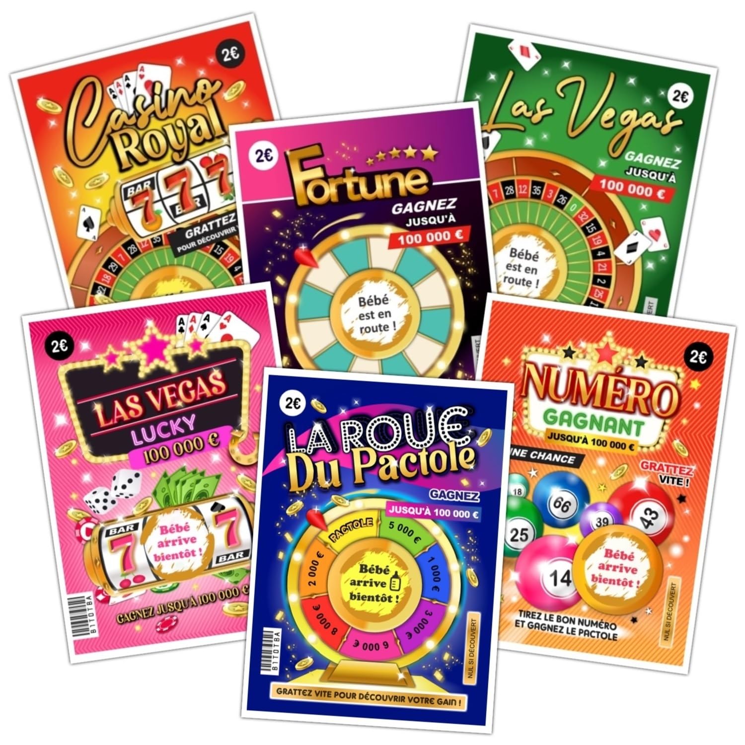 6 Cartes à gratter Annonce Grossesse | Annonce Bébé BEBE ARRIVE BIENTOT | Mamie Papy, Tonton Tata | Annonce grand parents, papa | Ticket de jeu à gratter (6 cartes ANNONCE GROSSESSE)