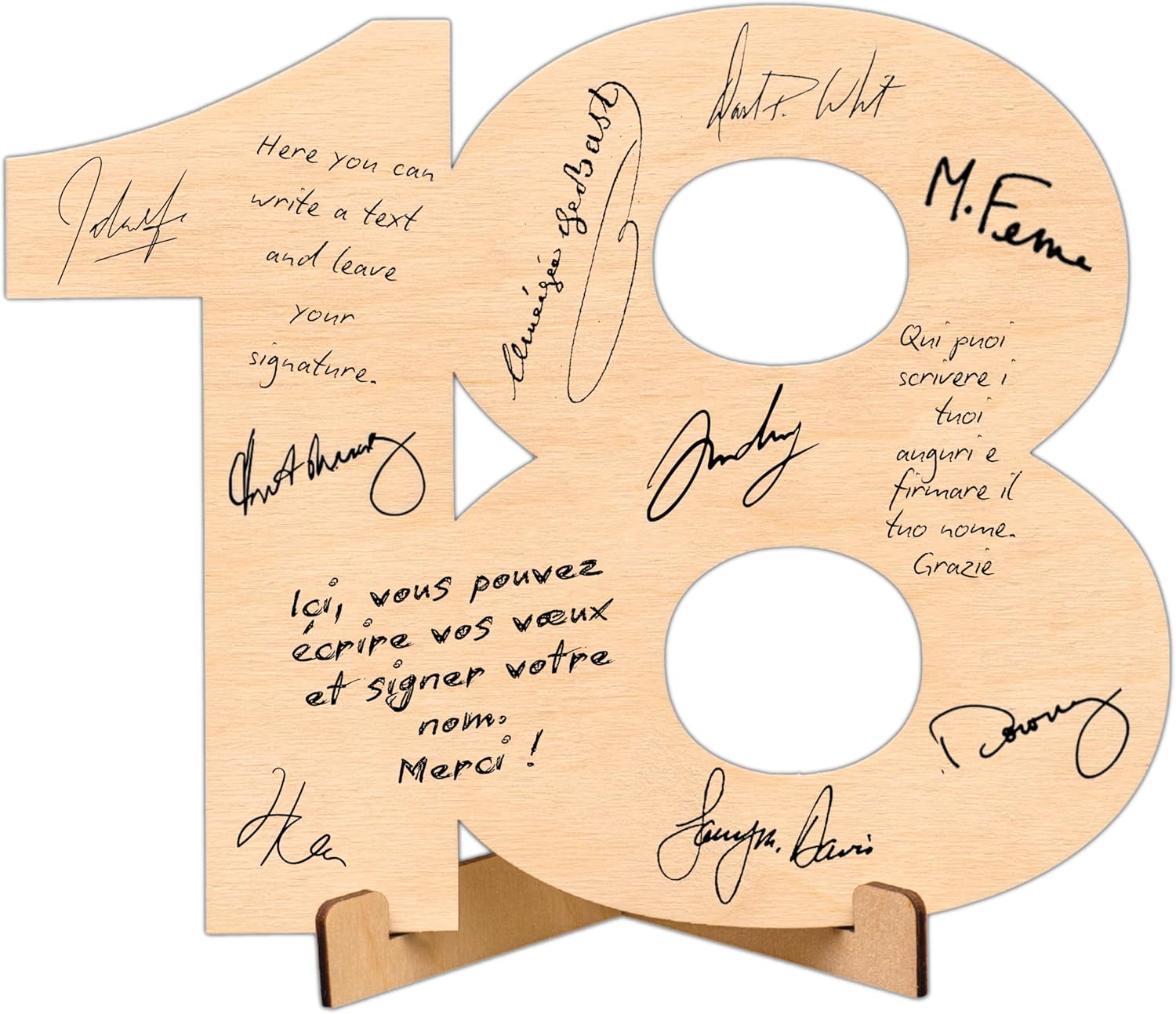 ART Carte Anniversaire 18 Ans en Bois Avec support - Decoration Anniversaire 18 Ans Garçon, Fille