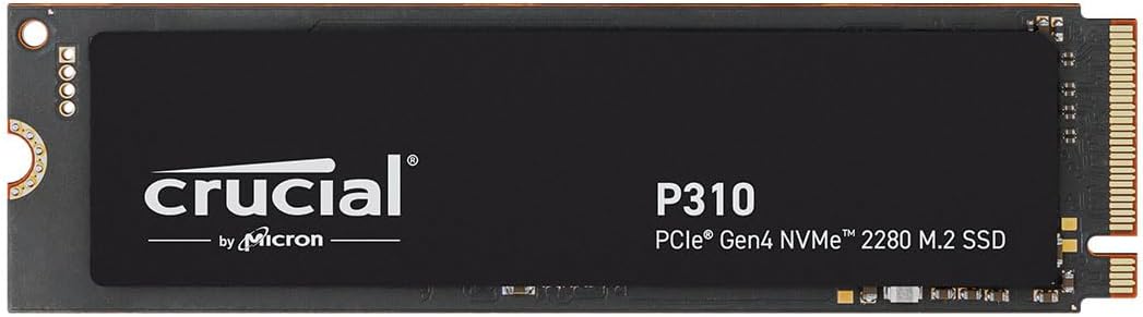 Crucial P310 SSD 1To PCIe Gen4 NVMe M.2 2280, Jusqu’à 7.100 Mo/s, Compatible avec Ordinateur Portable et de Bureau et Consoles de Jeux Portables, Disque Dur Interne - CT1000P310SSD801