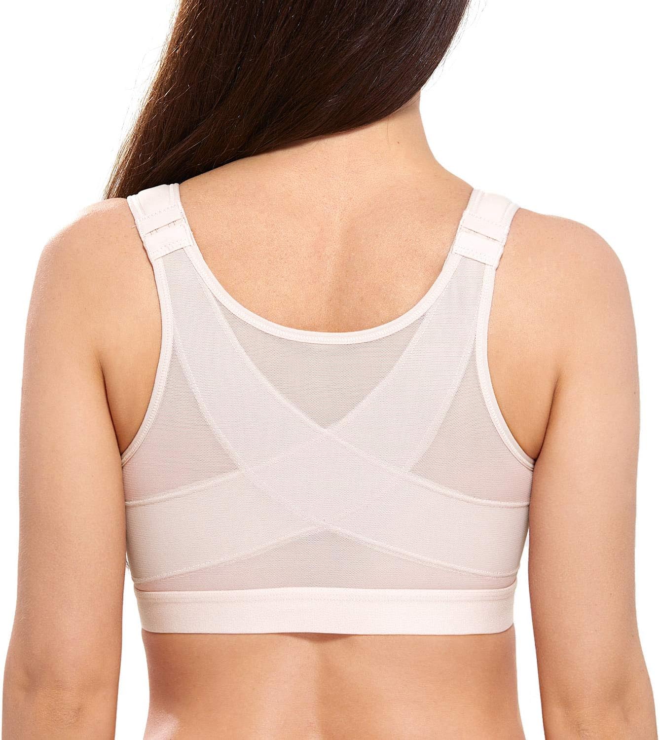 DELIMIRA Soutien Gorge Fermeture Devant sans Armature Grande Taille Correcteur de Posture Non Rembourré