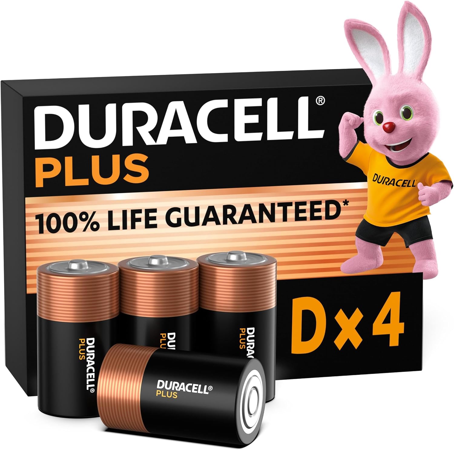 Duracell Plus Piles D (lot de 4) - Alcalines 1,5V - Durée de vie garantie à 100% - Idéales pour les appareils du quotidien - Emballage 0% plastique - Conservation 10 ans - LR20 MN1300