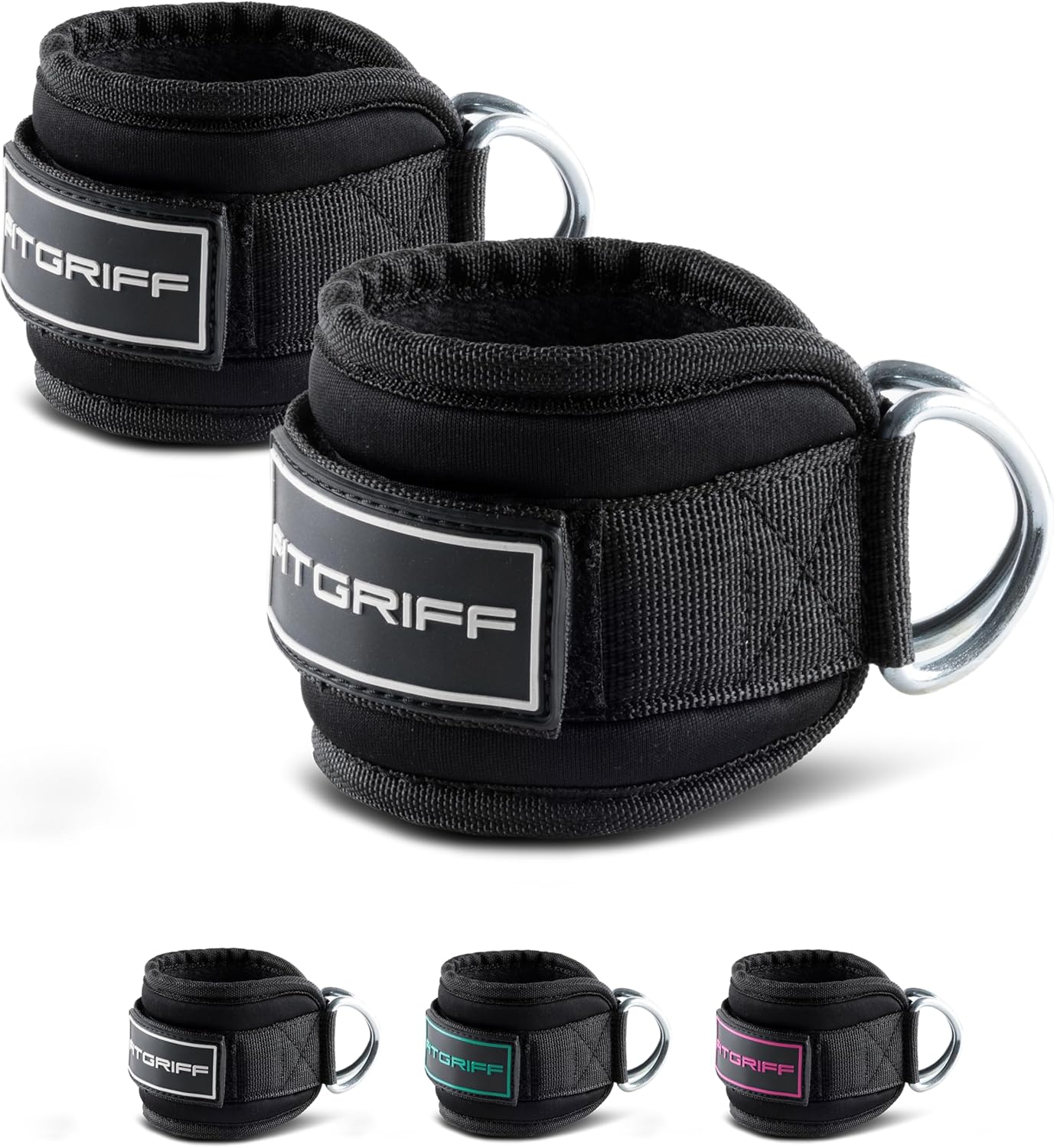 Fitgriff® Sangle Cheville Musculation Poulie V3 (Rembourré)- Ankle Straps pour Sport, Kickback, Entraînement des Fessiers - Accessoires de Fitness