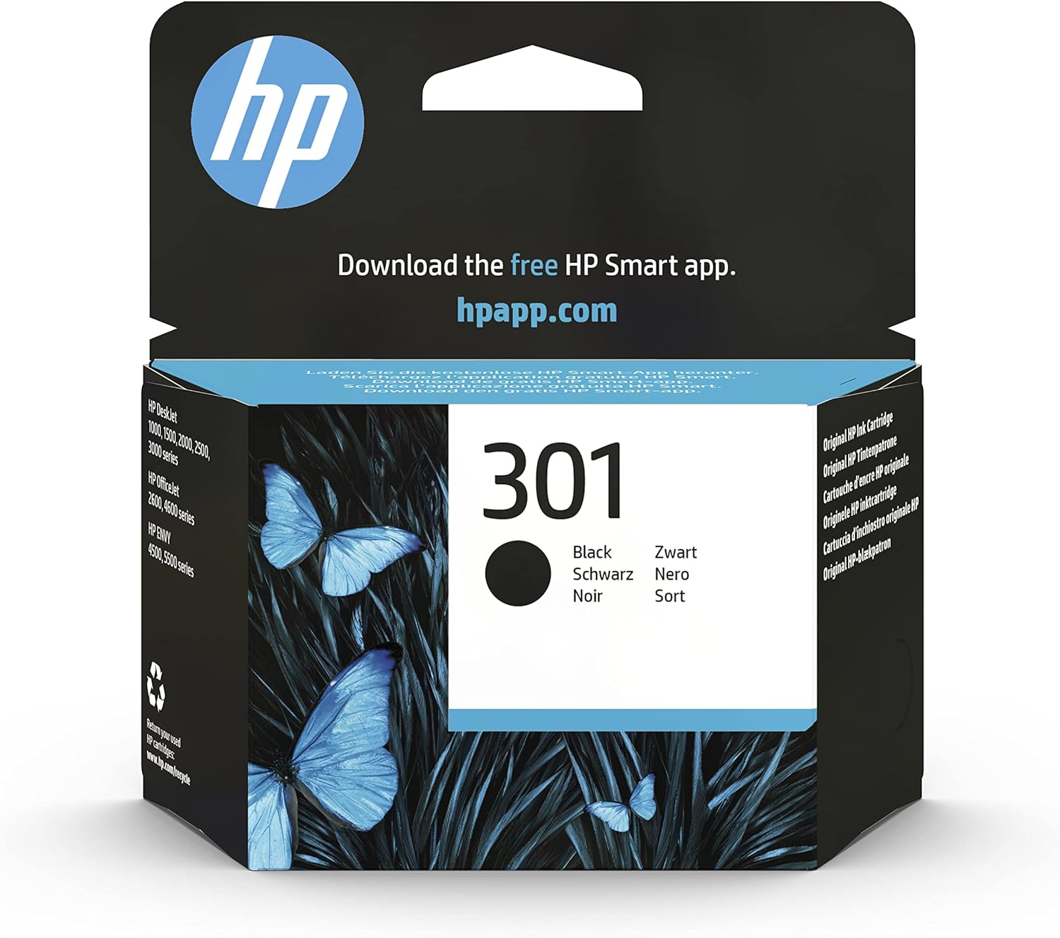 HP 301, Cartouche d'encre noire, Haute capacité, CH561EE, Compatible avec les Imprimantes HP DeskJet 1000/1510 / 2000/2100 / 2500/3000 et Envy 4500/5500, HP OfficeJet 2620/4630
