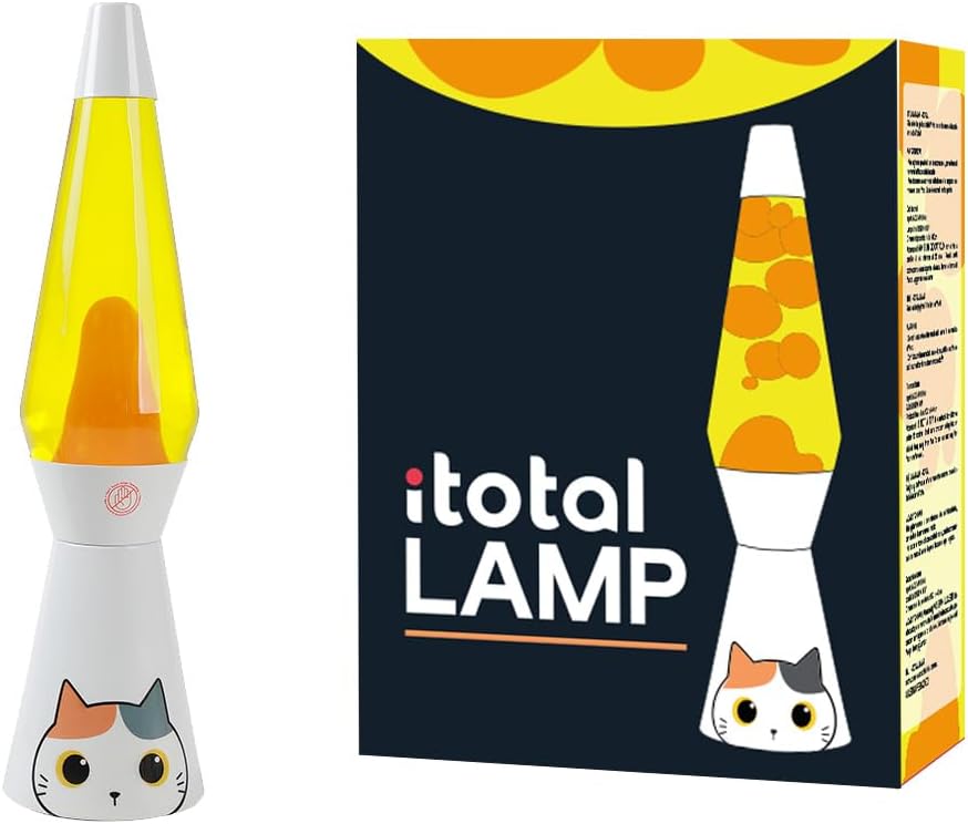 I-TOTAL® - Lampe à Lave Spaceship – Effet Bulles Hypnotisant, Design Rétro et Moderne, Lampe Décorative Colorée avec Cire en Mouvement (ORANGE CAT)