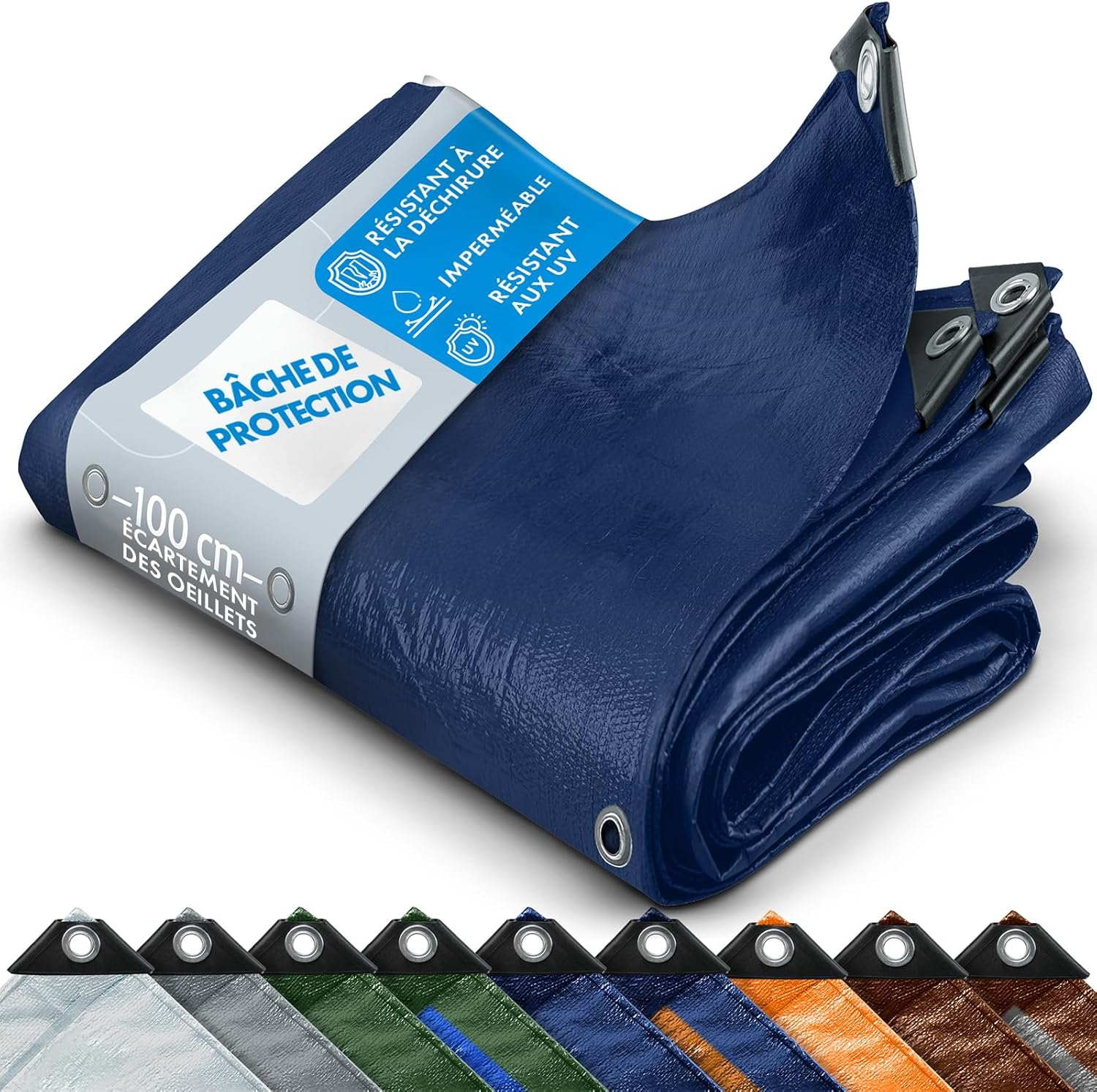 KARAT Bâche de Protection - Tarpaulin étanche, résistant à la déchirure - Bâche avec Oeillets Inoxydable - Couverture extérieure pour travaux - Epaisse densité 80 g/m², Bleu 3x5 m