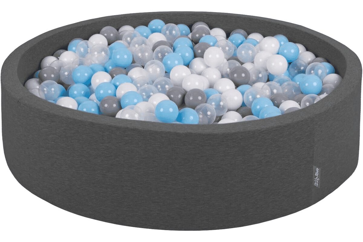 KiddyMoon Piscine À Balles pour Bébé Rond 120X30cm/200 Balles 7Cm Grande Fosses À Boules Jouet Enfant, Gris Foncé: Gris/Blanc/Transparent/Babyblue