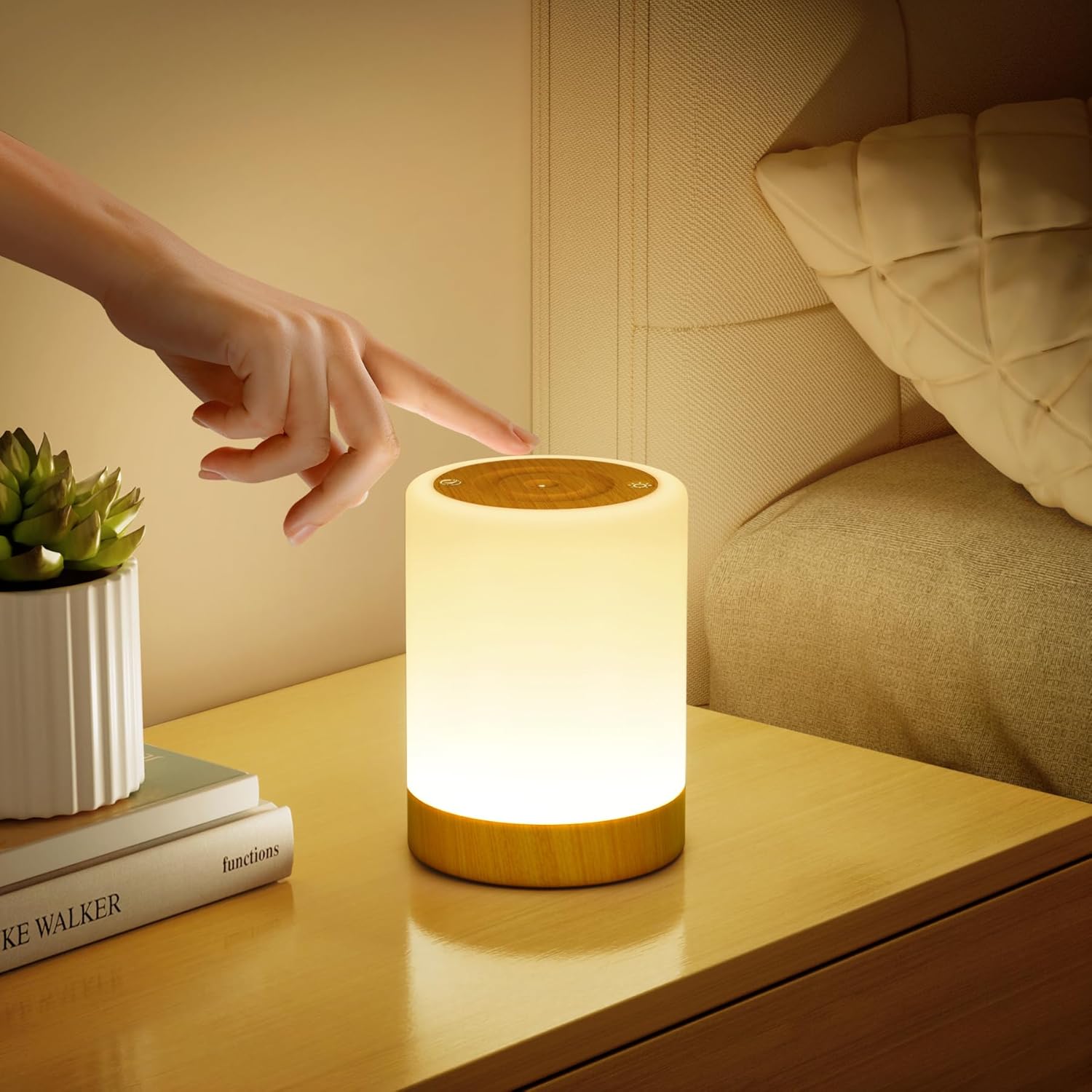 Lampe de Chevet Tactile Intensité Variable, 5 Modes & 256 Couleurs RVB Changement Veilleuse Bébé Enfants Adulte, Lampe d'allaitement LED Rechargeable USB, Lampe de table Sans Fil pour Chambre Ambiance