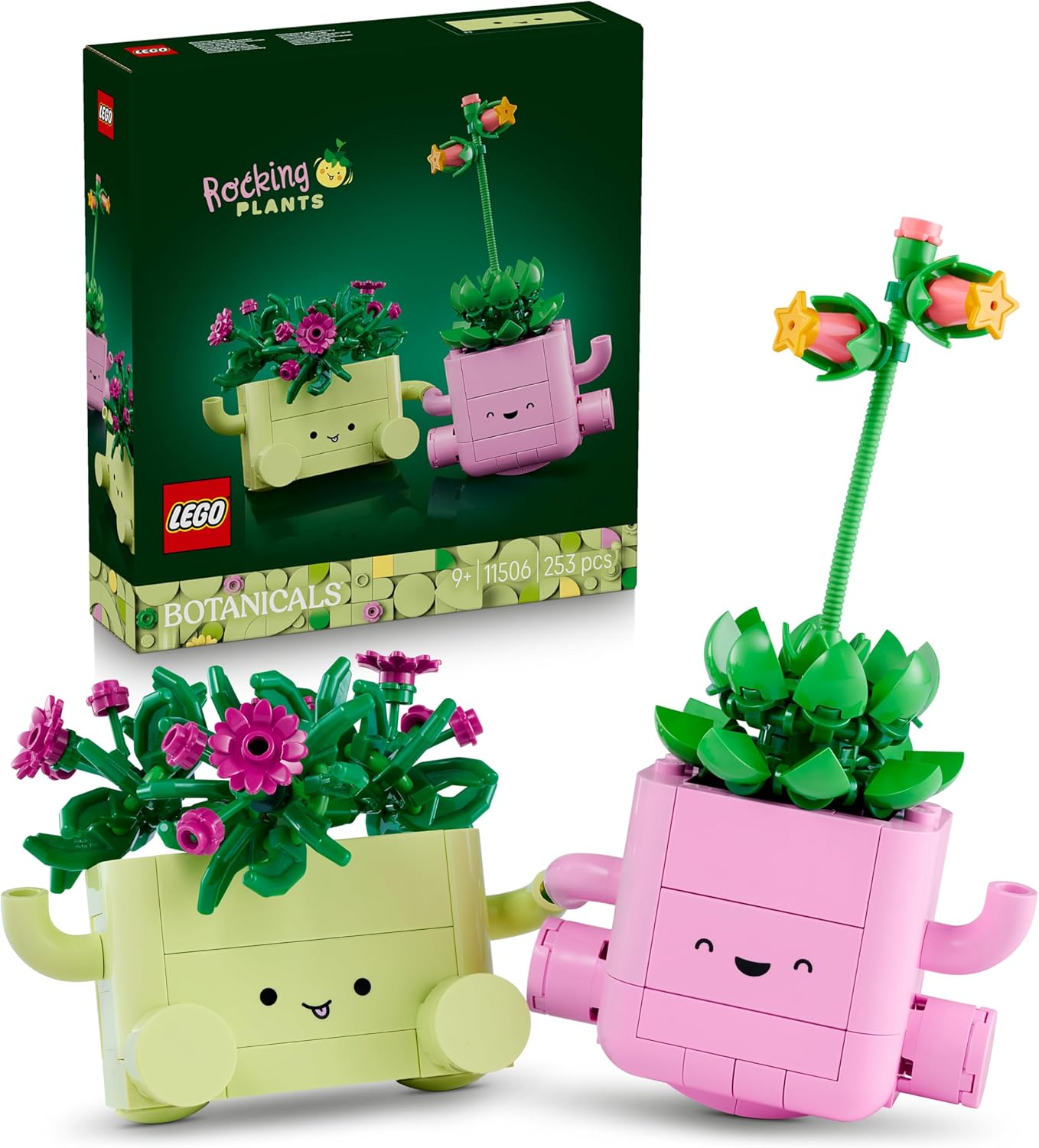 LEGO Botanicals Petites Plantes Dansantes - Set de Fleurs Artificielles - 2 Fausses Plantes & 2 Pots Couleur Pastel pour Décoration de Chambre - Idée de Cadeau DIY pour Fille dès 9 ans ou Adulte 11506