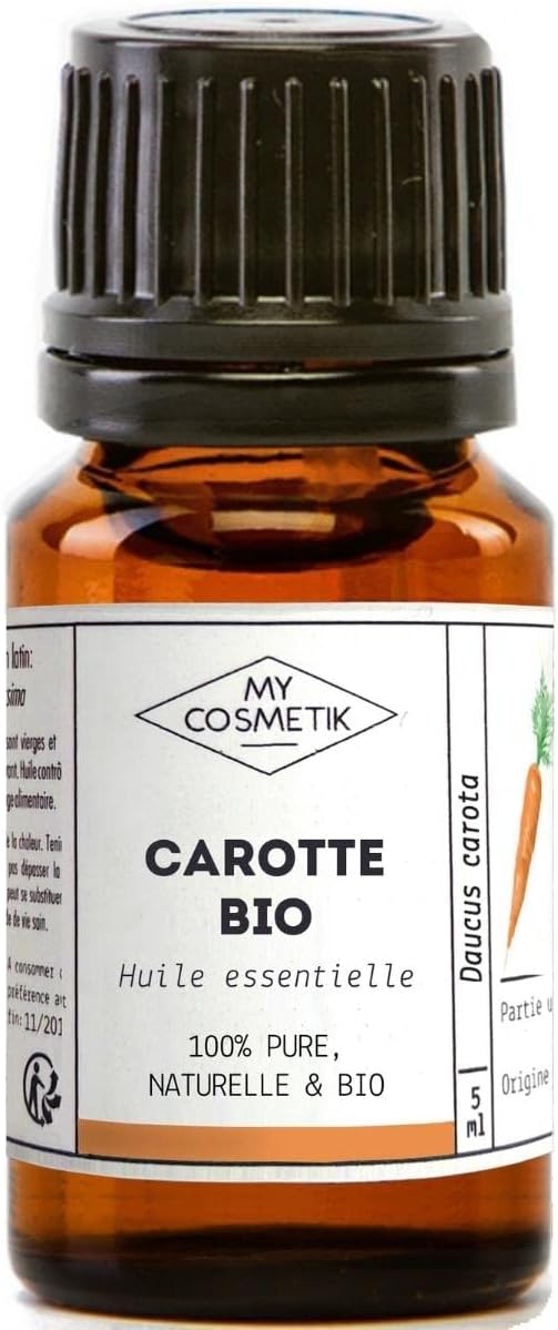 MyCosmetik - Huile Essentielle de Carotte BIO AB - Issue de l'agriculture Biologique - Chémotypées HEBBD/HECT - 100% pure et naturelle - Certifié ECOCERT - Fabriqué en France - 10 ml