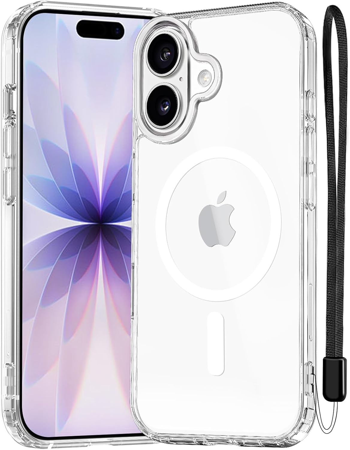 NEW'C Magnétique Coque pour iPhone 17 (6,3 Pouces), Compatible avec MagSafe Antichoc Ultime avec Cordon – Magnétisme Puissant et Protection Militaire - Etui Fine - Transparent