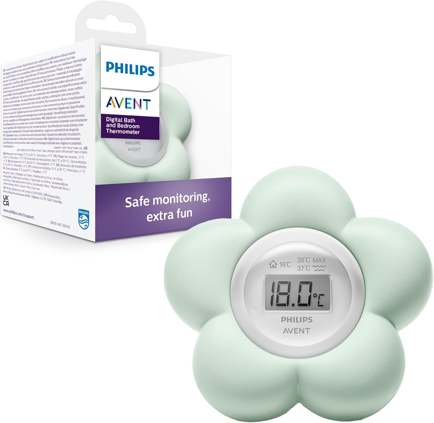 Philips Avent Thermomètre numérique de bain pour bébé, étanche et mesure précise de la température (Modèle ‎SCH480/00)