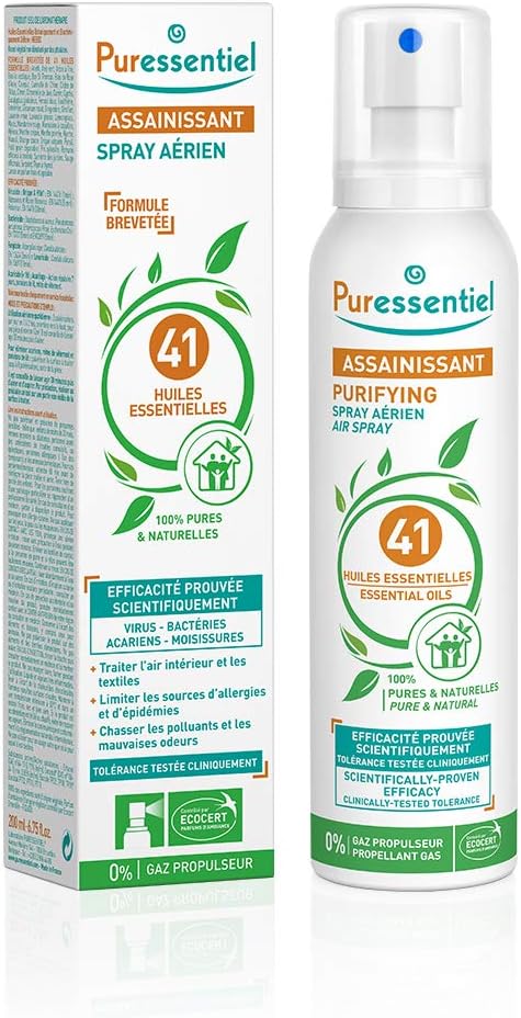 Puressentiel – Assainissant - Spray Aérien aux 41 Huiles Essentielles - 100% pures et naturelles - Efficacité prouvée contre les virus, germes et bactéries – Traite la pollution de l’air – 200 ml