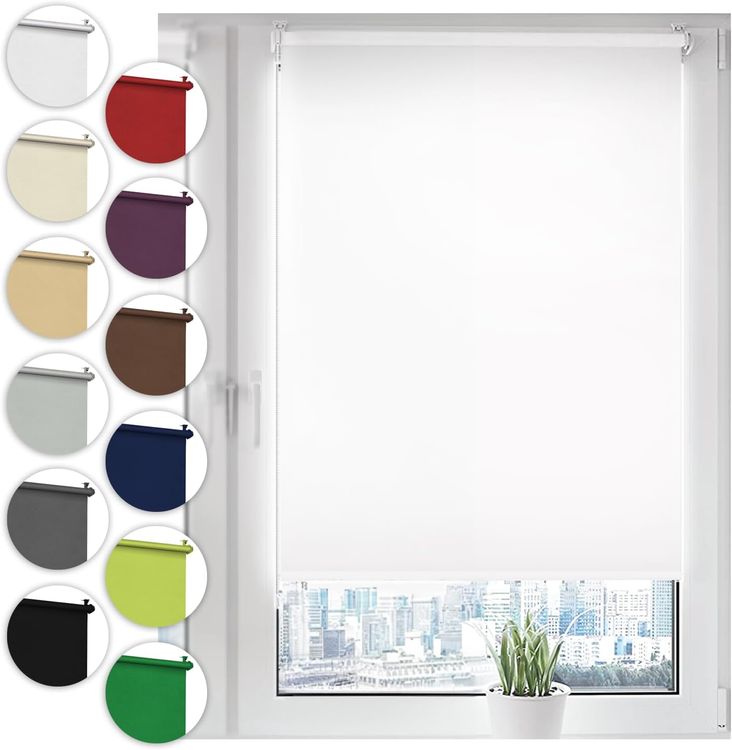 Sonello Store occultant Klemmfix sans percage30cm x 100cm Blanc, Store Enrouleur Opaque pour fenêtres et Portes, Fixation avec ou sans perçage, Kit de Montage Inclus, Protection Solaire