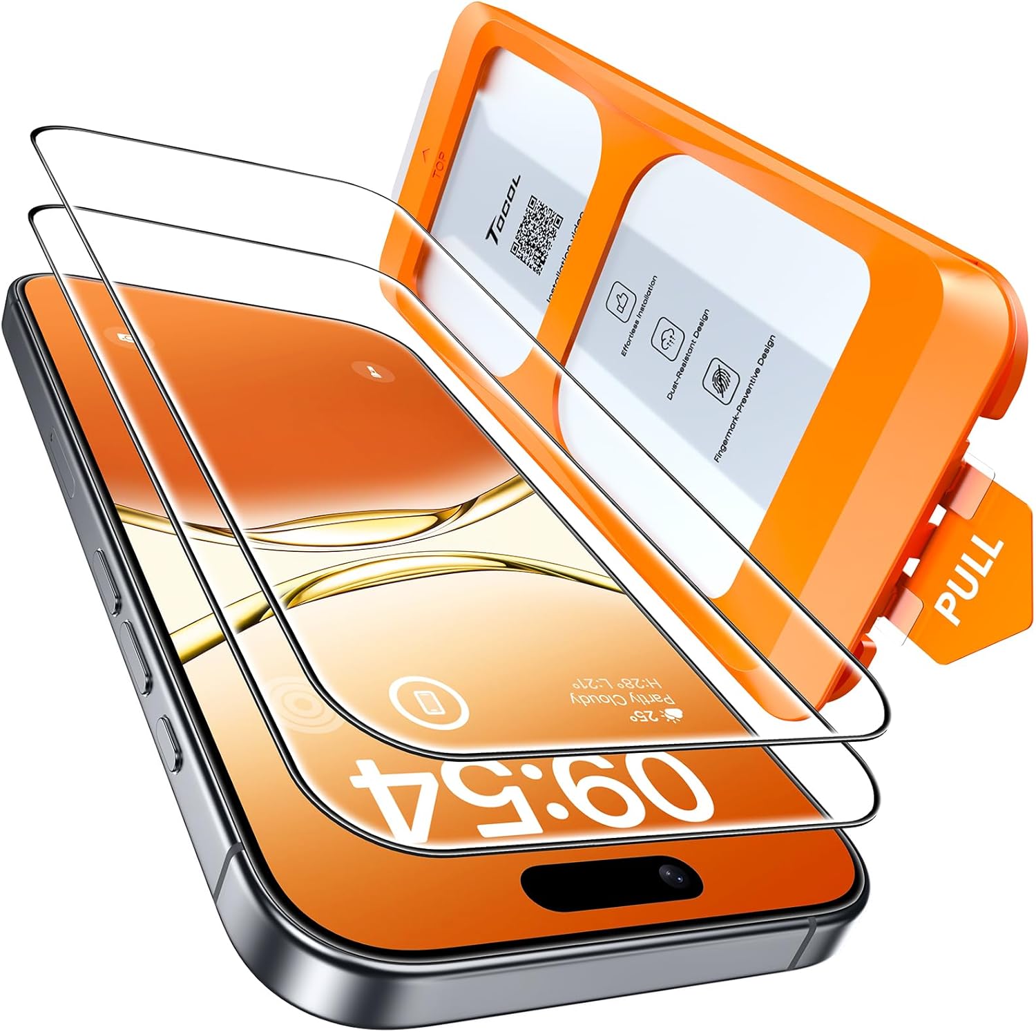TOCOL Verre Trempé pour iPhone 17, Dépoussiérage Automatique, Sans Bulles, Dureté 9H, Couverture Complète Protection écran, Coques de Téléphone Compatibles, 2 Pièces