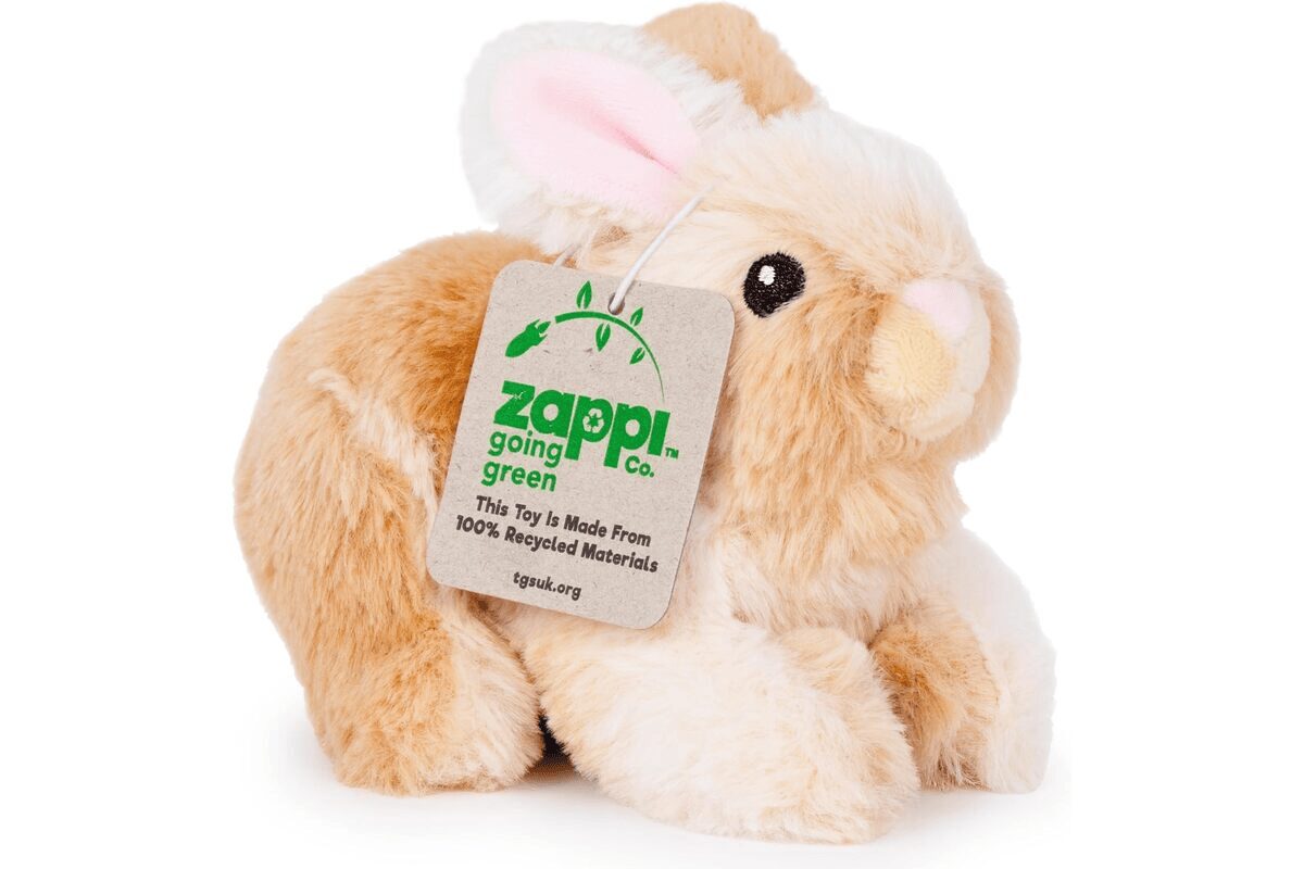 Zappi Co Peluche 100% Recyclée Lapin (15cm de Longueur) Collection d'animaux Doux, Câlins et Écologiques pour Nouveau-né Premier Enfant