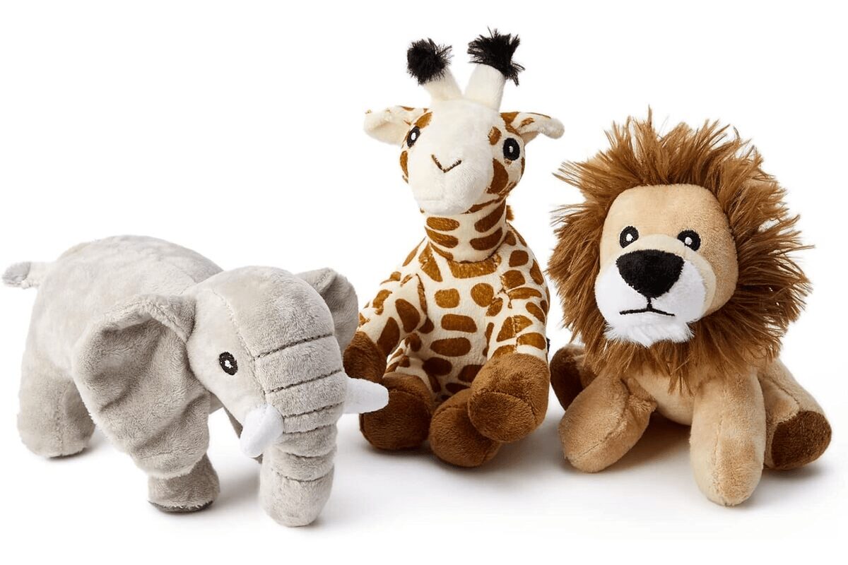 Zappi Co Peluche Douce et Moelleuse pour Enfants - Animaux en Peluche Parfaits pour des Compagnons de Jeu Douillets et Agréables pour Les Enfants (12-15 cm) (Eléphant + Girafe+ Lion)